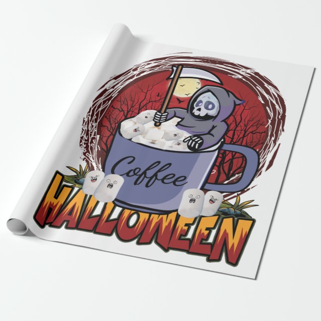 Papel De Presente Beba Café E Seja Assustador (Desenrolado)
