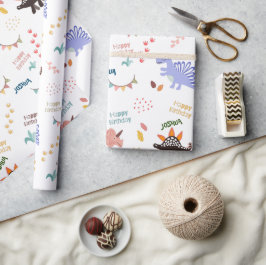 Papel De Presente Bebê Boy Dinosaur aniversário