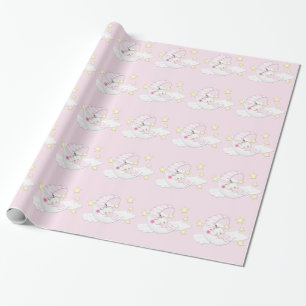 Papel De Presente Bebé cor-de-rosa doce da lua