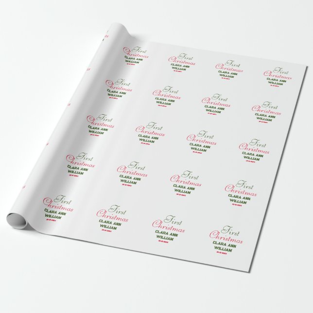 PAPEL DE PRESENTE BEBÊ CRIANÇAS PRIMEIRO NATAL HOLIDAY ADICIONAR NOM (Desenrolado)