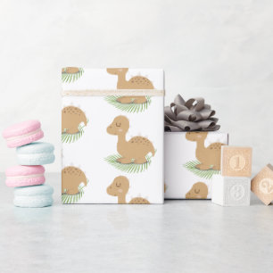 Papel De Presente Bebê Dinossauro Na Folha
