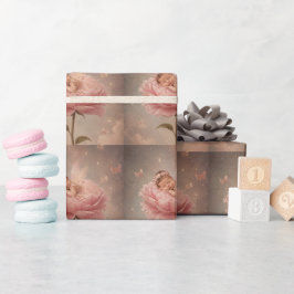 Papel De Presente Bebê dormindo flor rosa