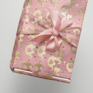 Papel De Presente Bebé Dourado do rosa do rosa dos corações de