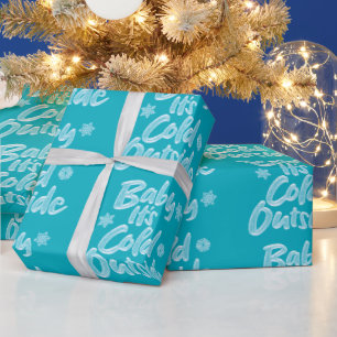 Papel De Presente Bebê é Natal congelado do Aqua cerceta exterior