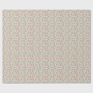 Papel De Presente Bebê Elefante, Raposa & Girafa Animais de Desenho