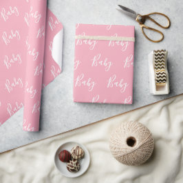 Papel De Presente Bebê Elegante Rosa Personalizado