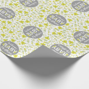 Papel De Presente Bebê em Chá de Sangue Blue Vintage Flowers Boy