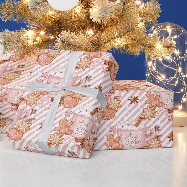Papel De Presente Bebê Está Frio Lá Fora Com Listras (Feriados)