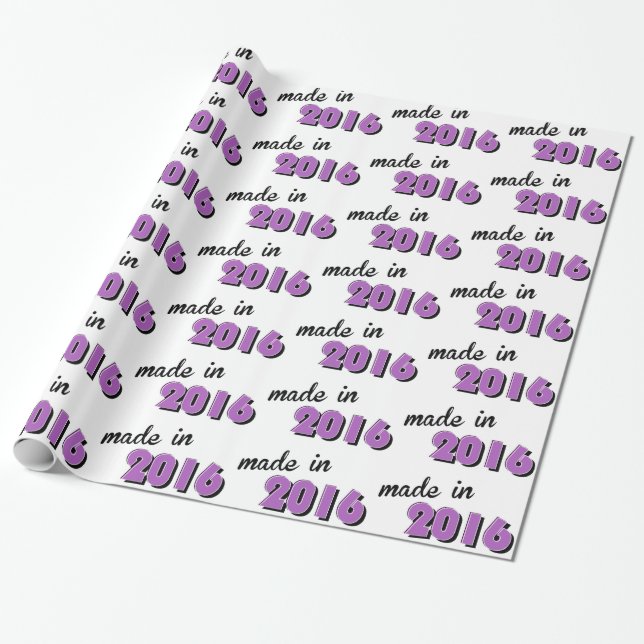 Papel De Presente Bebê Feito Em 2016 Roxo (Desenrolado)