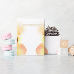 Papel De Presente Bebê Fofo & Brinquedos Aquarela Laranja 1º Anivers