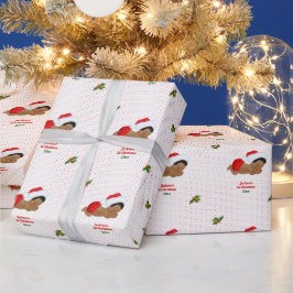 Papel De Presente Bebê Gorro Vermelho do Papai Noel Pontilhado