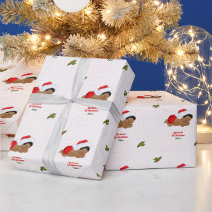 Papel De Presente Bebê Gorro Vermelho do Papai Noel Pontilhado