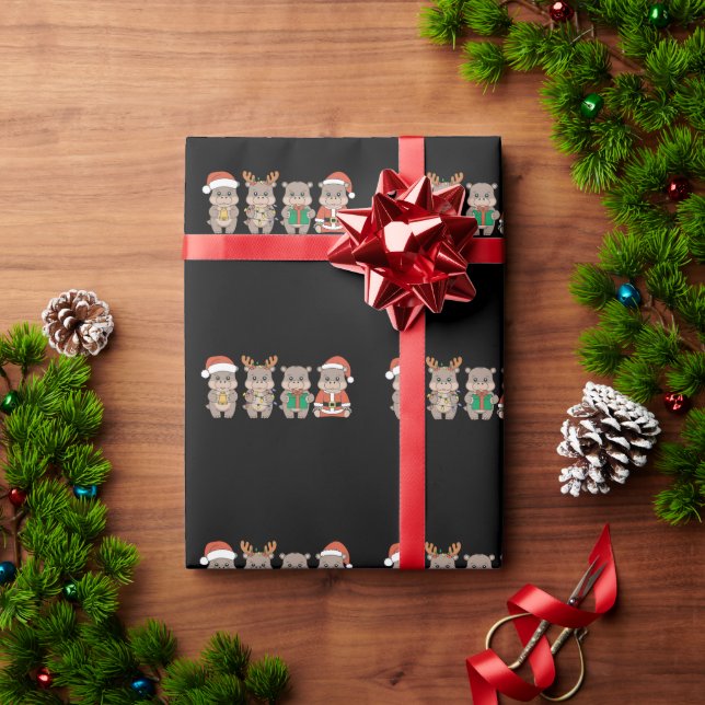 Papel De Presente Bebê Hipopótamo Moo Deng Natal (Presente de Natal)