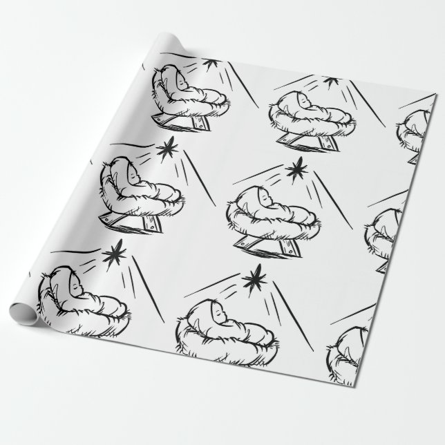 Papel De Presente Bebê Jesus Em Papel De Quebra-Cabeça (Desenrolado)