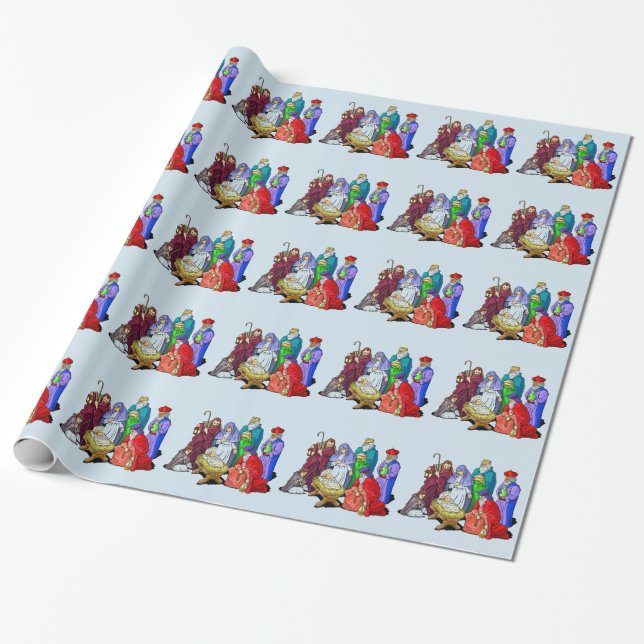 Papel De Presente Bebê Jesus no comedoiro (Desenrolado)