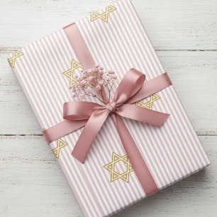 Papel De Presente Bebê Judia Menina Simchat Bat Brit Bat Rosa