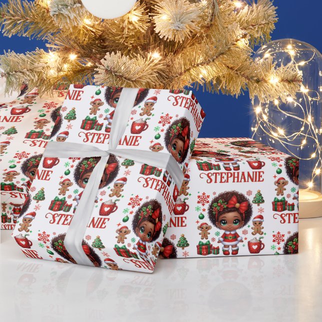 Papel De Presente Bebê Menina Natal Americano Africano Natal (Feriados)