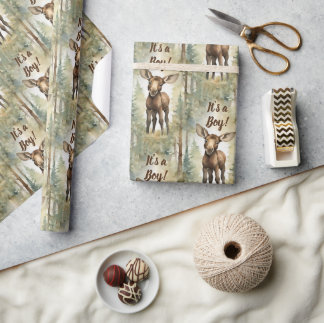 Papel De Presente Bebê Moose É um Chá de fraldas