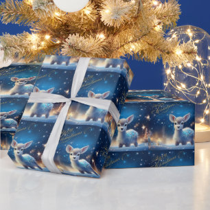 Papel De Presente Bebê Reindeer com Feliz Saudação de Natal