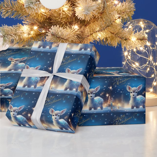 Papel De Presente Bebê Reindeer com Feliz Saudação de Natal (Feriados)