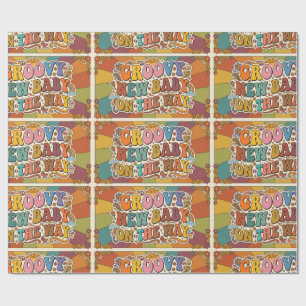 Papel De Presente Bebê Retrô e Maravilhoso a Caminho Retro Sunshine