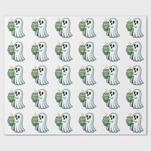 Papel De Presente Bebendo Fantasma do Spookie Halloween Matcha Drink