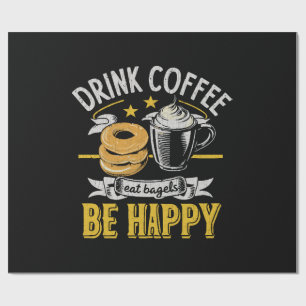 Papel De Presente Beber Café Comer Bagels Ser Feliz