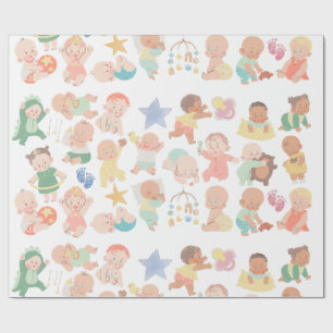 Papel De Presente Bebês Adoráveis Que Dão Frachadura