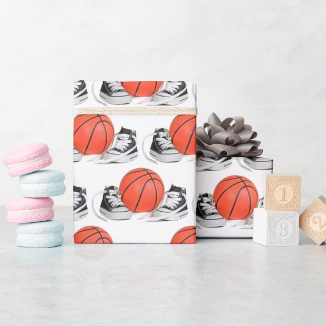 Papel De Presente Bebês-Bebês Com Basquete (Chá de bebê)