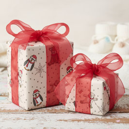 Papel De Presente Bebês de Creme Primeiro Natal Animais de inverno