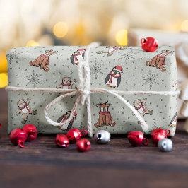Papel De Presente Bebês de Sage Primeiro Natal Animais de inverno