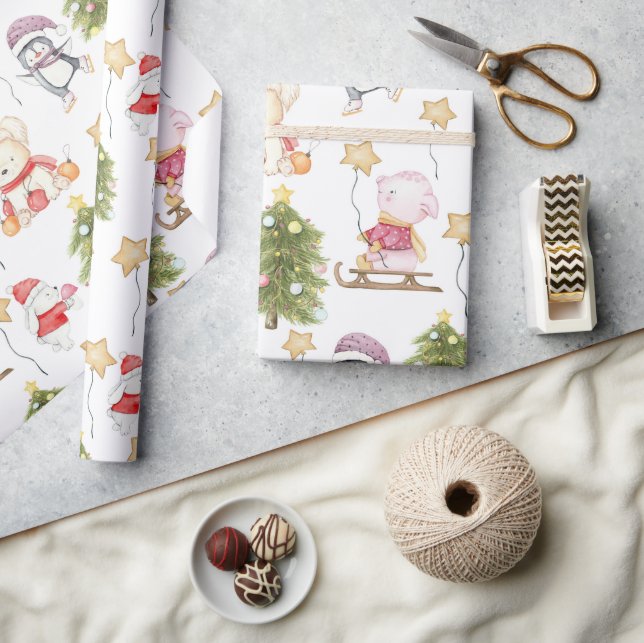 Papel De Presente Bebês Diversos Estrelas Árvores Natal (Artesanato)