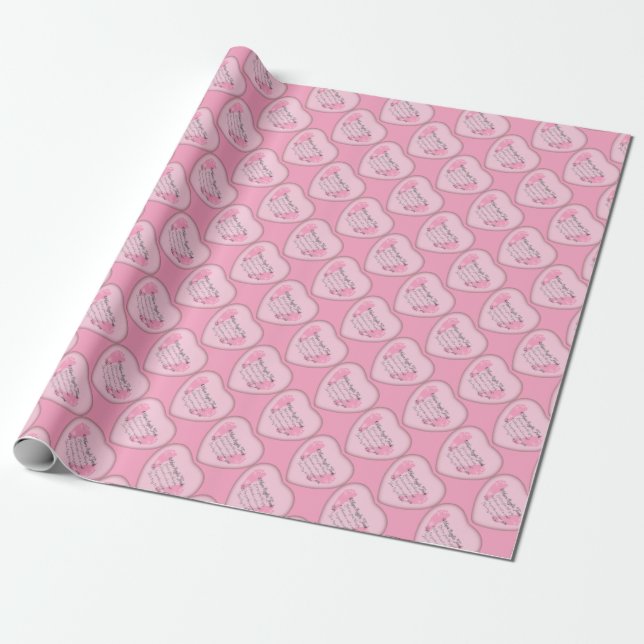 Papel De Presente Bebês Meninas Coração de Pegada de Nascimento (Desenrolado)