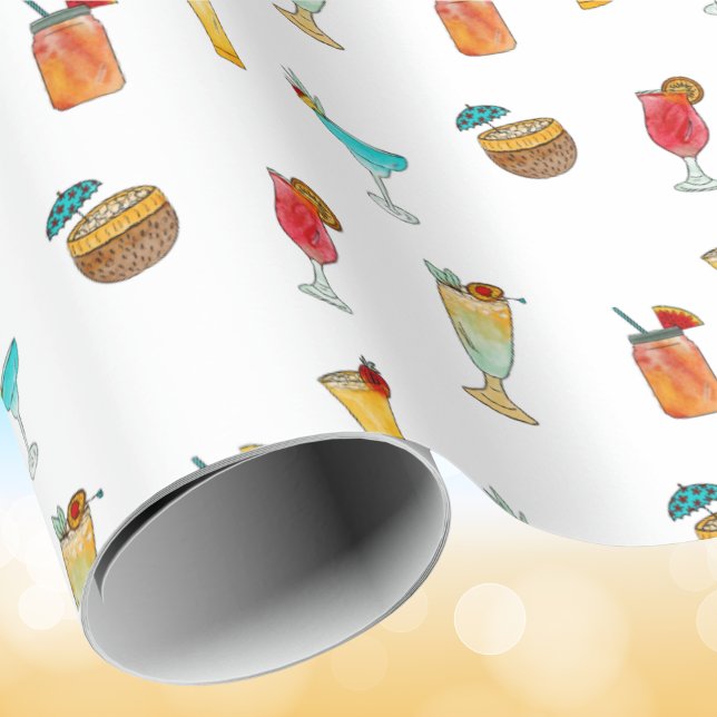 Papel De Presente Bebidas De Cocktail De Verão Patteradas (Criador carregado)