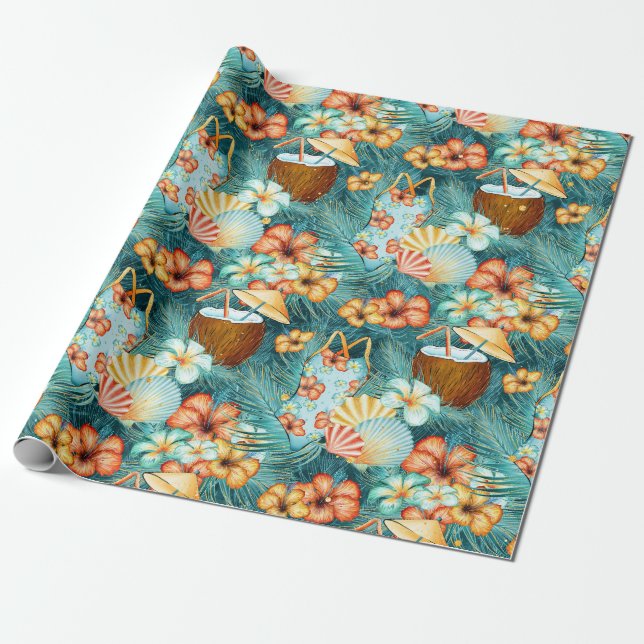 Papel De Presente Bebidas de Coco (Desenrolado)