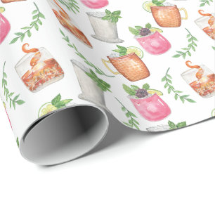 Papel De Presente Bebidas de Menta Julep do Dia do Derby em Aquarela