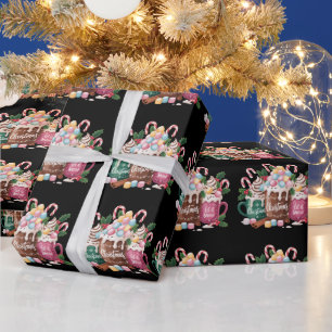 Papel De Presente Bebidas de Natal Pink Coquette Café de Gengibre 