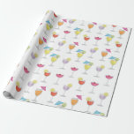 Papel De Presente Bebidas Whimsical Tropicais Coloridas Cute Cocktai<br><div class="desc">Este design com bebidas tropicais coloridas apresenta simples e festivo bebidas quentes e coloridas brancas, brilhantes tropicais de verão, óculos de palha de guarda-chuvas, copos de vinho minimalistas, medalha de aniversário, bebidas alcoólicas adultas, mantimentos de presente de aniversário, amarelo roxo rosa, humor engraçado engraçado, festa de solteira de menina de...</div>
