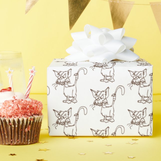 Papel De Presente Beco Gato Duro Gatinho Legal Engraçado Tom Cartogr (Festa de aniversário)