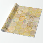 Papel De Presente Bee Floral Honeycomb Beehive<br><div class="desc">Rosas florais de primavera floral de ouro elegantes que embrulham papel com um motivo de almôndegas. Para qualquer ocasião como casamento,  aniversário,  aniversário,  nova casa,  presente na lua de mel,  empacotamento,  novo bebê,  aposentadorias,  evento corporativo.</div>