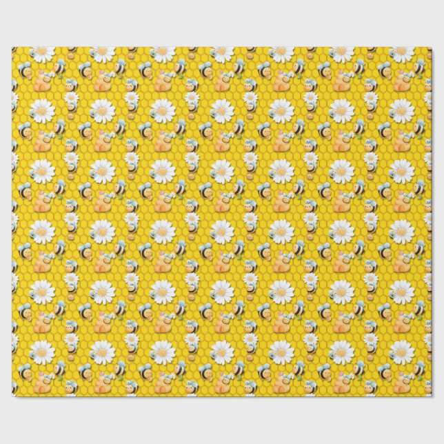 Papel De Presente Bee Happy Wraping paper (Barra)