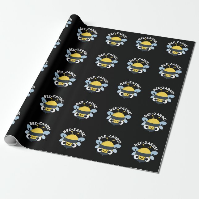 Papel De Presente Bee zarre Funny Bizarre Bee Pun Dark BG (Desenrolado)
