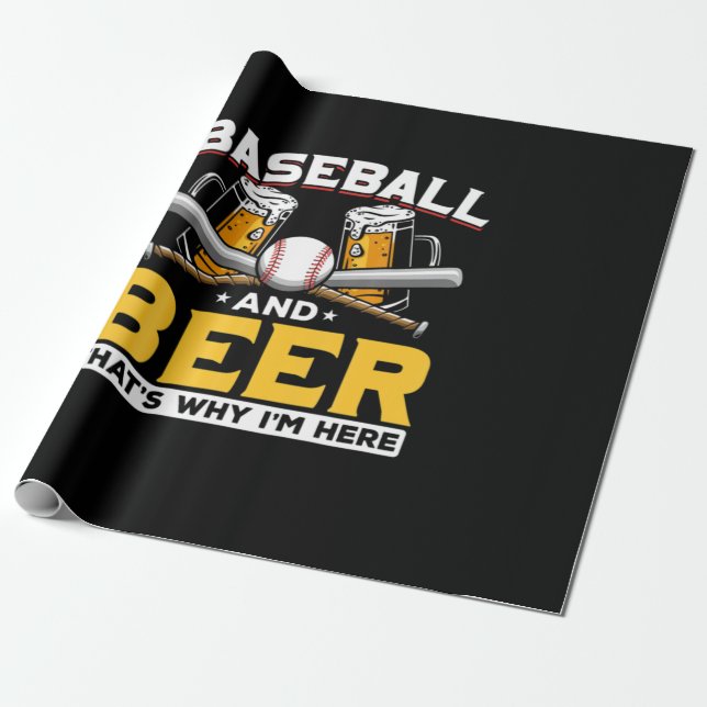 Papel De Presente Beer Drinker Baseball Beball Humor Aniversário (Desenrolado)