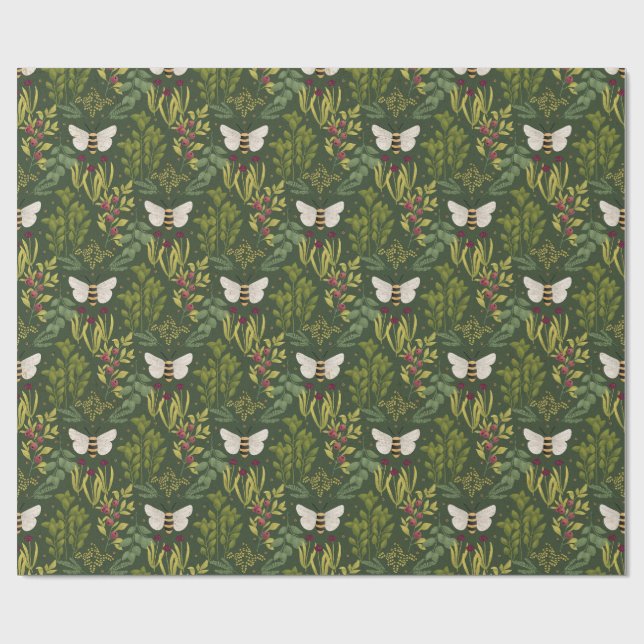 Papel De Presente Bees and Foliage Wrapping Paper (Aberto)
