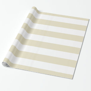 Papel De Presente Bege, Branco XL Listras Padrão