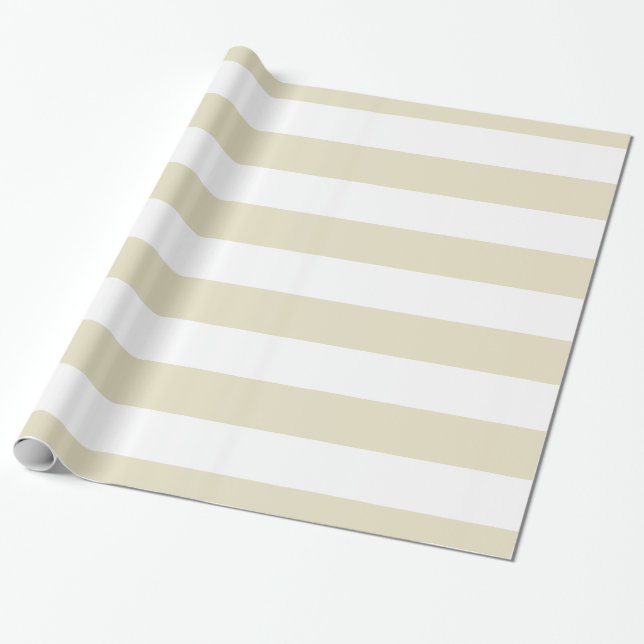 Papel De Presente Bege, Branco XL Listras Padrão (Desenrolado)