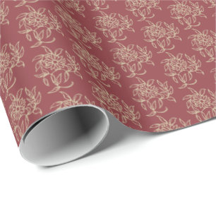 Papel De Presente Bege floral do Mini-impressão do estilo étnico n