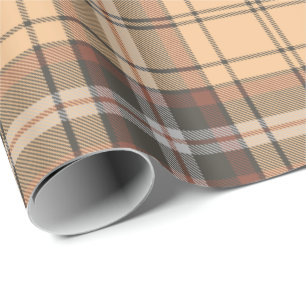 Papel De Presente Beige e Brown Tartan