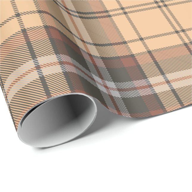 Papel De Presente Beige e Brown Tartan (Ponta do rolo)