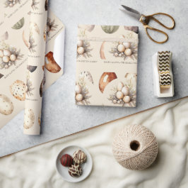 Papel De Presente Beige Pastel Easter Eggs Family Name